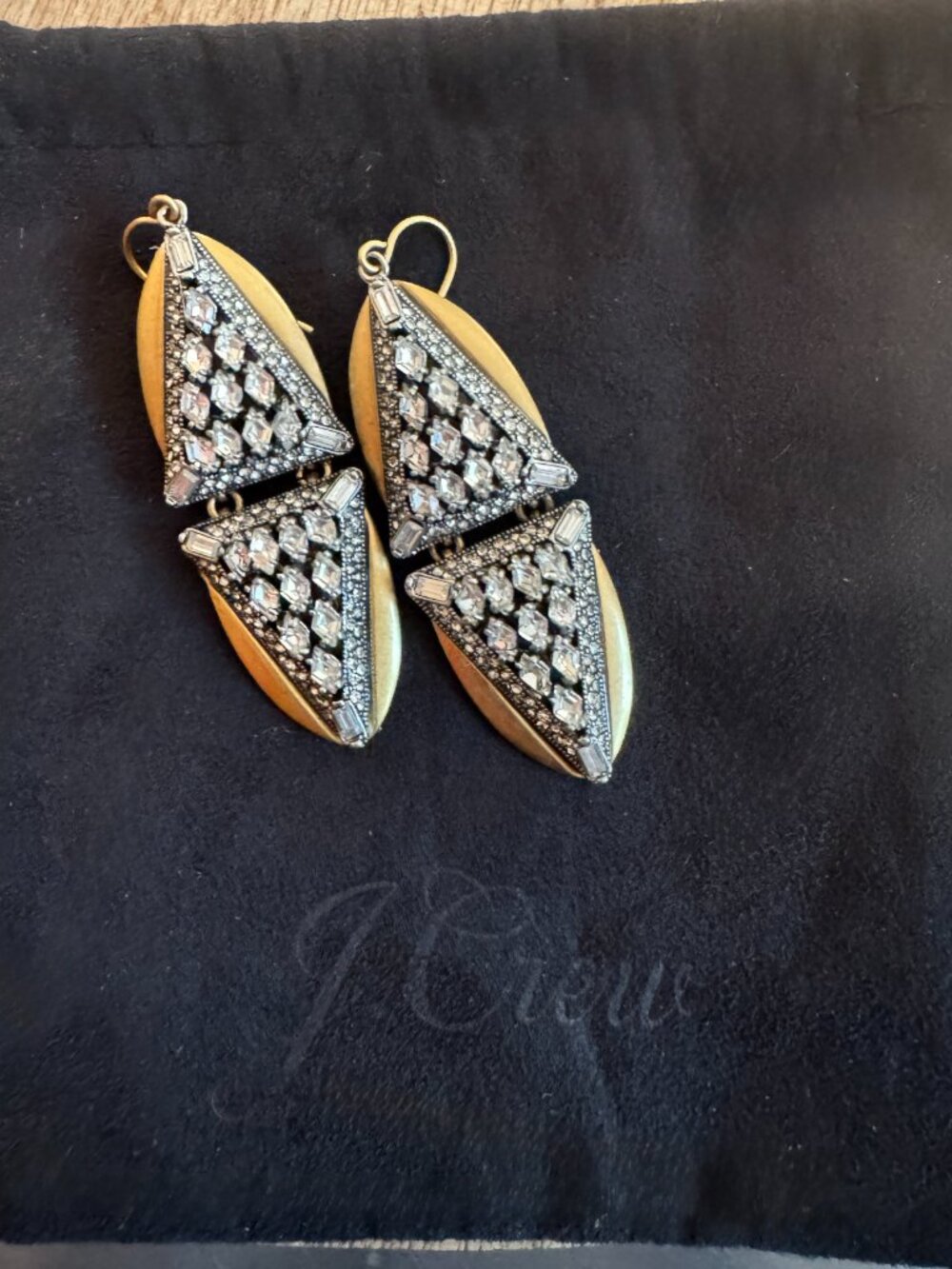 J Crew Crystal & Rhinestone Dangle Earrings Deco Styling